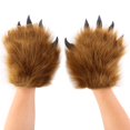 thumbnail image 3 of Yvsxxv Brown Plush 3D Animal Paw Winter Warm Gloves Cute Handwear, 3 of 7