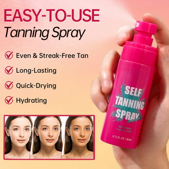 BKER Sunless Tanning Spray For Natural Looking Glow Personal Skin Care Mist With Hydrating Formula 80ml