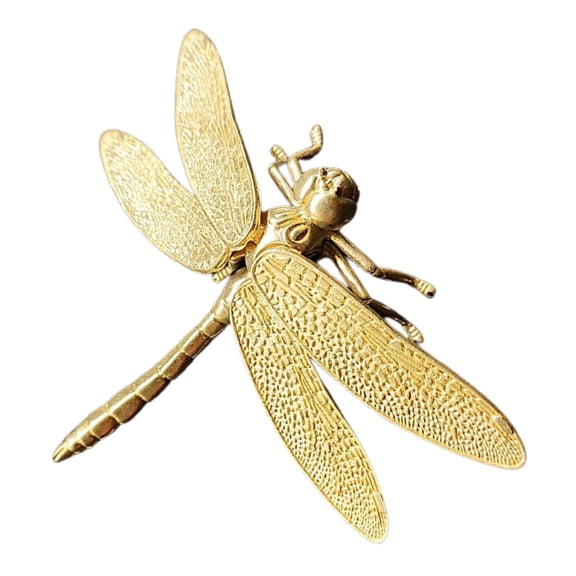ADDHAT Brass Dragonfly Statue with Smooth Polished Surface for Home Decoration