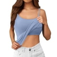 thumbnail image 2 of TOOYOU Débardeurs pour Femmes Été Décontracté Sans Manches Cami Tops Grande Taille Couleur Unie Col Rond Bretelles Fines Réglables Basique Intégré Débardeur de Jour, 2 of 9