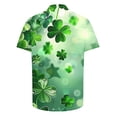 thumbnail image 4 of ZRGHAOYLQ Men's St Patricks Day Hawaiian Shirts Green Four Leaf Clover Graphic Holiday T-shirt Casual Button Down Lapel Shirts Beach Short Sleeve Bowling Shirts Tops, 4 of 5