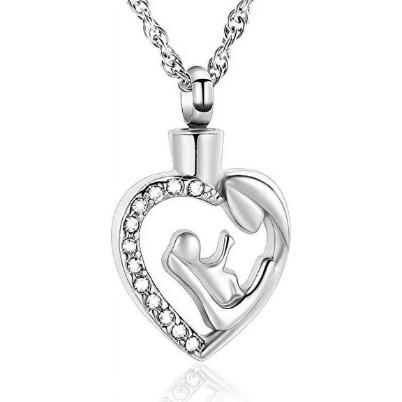 Cremation Jewelry Heart Urn Necklaces for Ashes Memorial Keepsake Necklace for Women Human for Family/Mom/Grand Mom