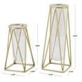 thumbnail image 4 of DecMode 9", 13"H Geometric Tube Gold Glass Vase with Metal Stand, Set of 2, 4 of 14