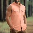 thumbnail image 6 of Eryao Casual Button Down Tank Tops for Men Summer Solid Color Beach Vacation Sleeveless Muscle Shirts with Pockets,Orange,L, 6 of 7
