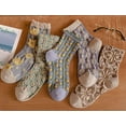 thumbnail image 6 of Women Vintage Pink Floral Patterned Cute Ruffle Cotton Ankle Socks 5 Pairs, 6 of 7