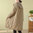 thumbnail image 4 of Jinhomg Long Winter Jacket for Women Lightweight Comfy Button Down Hooded Puffer Coat Casual Warm Outerwear with Pockets Sales Today Clearance Khaki XXL, 4 of 10