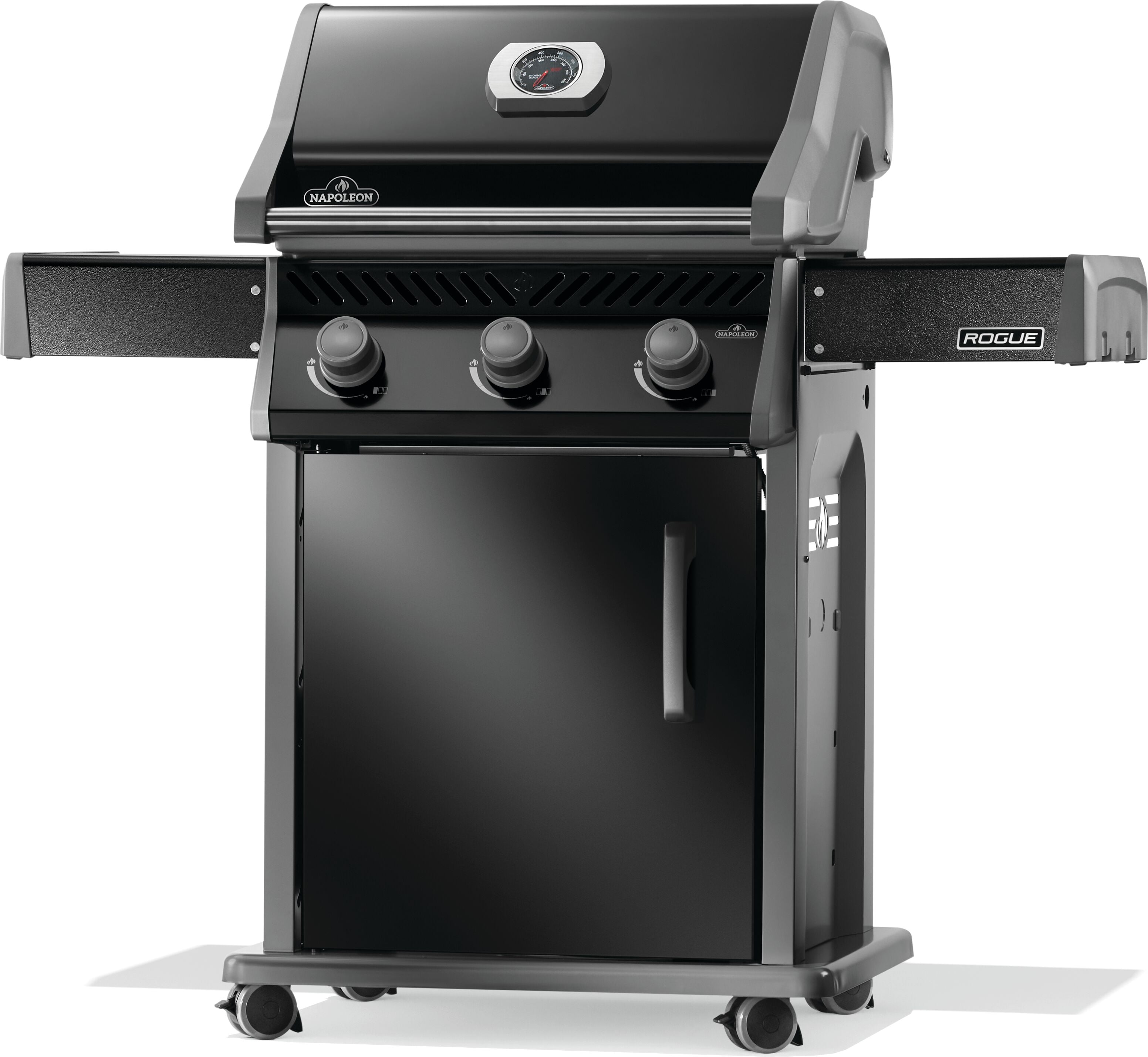 Napoleon Rogue 425 3-Burner Propane Gas Grill in Black with Cast Iron Cooking Grids