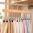 thumbnail image 4 of Dmlowu Dmlowu Wood Hangers for Closet, Space Saving Pant Hangers with 10 Clips, Windproof Clothes Hangers for Skirts Socks Scarves Shorts Accessories, 4 of 7