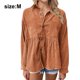 thumbnail image 2 of Camisa de pana de moda para mujer, camisa informal de manga larga con botones, top (caramelo), 2 of 6