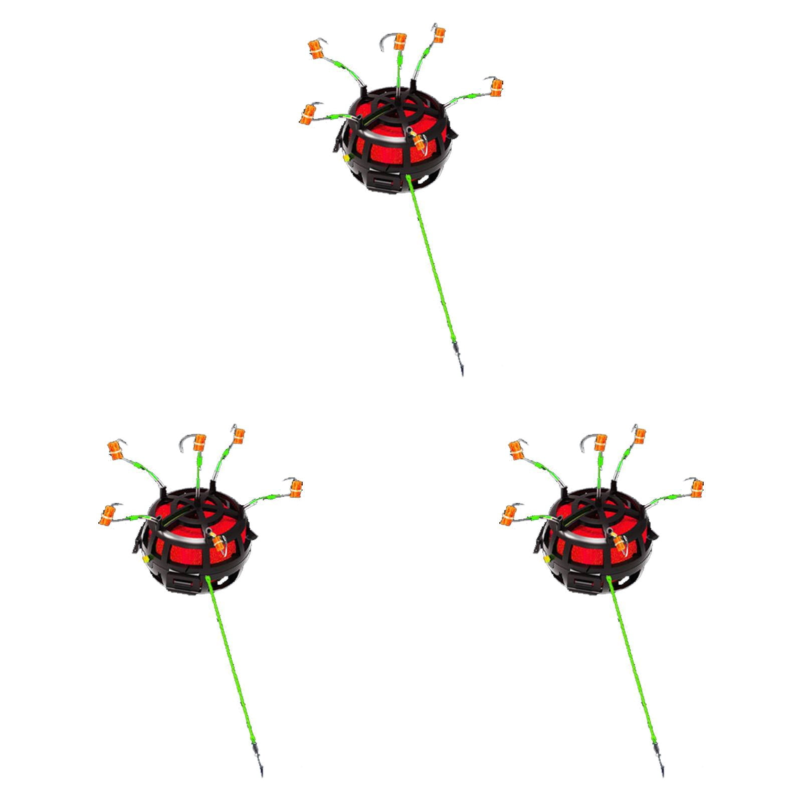 3PCS Carp Fishing Hook with Rotating Bait Cage 360° Floating Reverse Bottom Feeder Rig - Spring Loaded Bait Trap for Catfish,Tilapia Pond Fishing - Precision Cage Design for Maximum Catch Efficiency