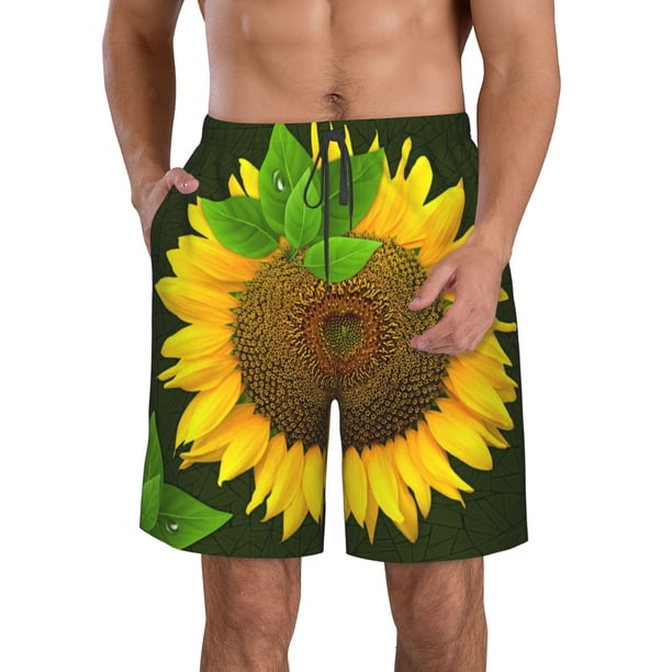 Fotbe Sunflower3 Trajes de Baño Estampados para Hombre, Shorts de Verano de Secado Rápido, Ropa de Playa, Bañadores-XX-Large