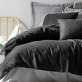 thumbnail image 2 of SUSSEXHOME Black Gray Gentleman %100 Cotton Duvet Cover Set, Full Size Duvet Cover, 1 Duvet Cover, 1 Fitted Sheet and 2 Pillowcases, Iron Safe, Hypoallergenic, Breathable Bedding Set, 2 of 7