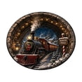 thumbnail image 2 of Sahpxhe Christmas Round Area Rug, 3D Optical Illusion Steam Train Tunnel Pattern Door Mat for Home Porch Indoor Holiday Decor, 2 of 5