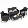 thumbnail image 7 of Tappio 4 Piece Patio Conversation Wicker Furniture Set, Porch Furniture Outdoor Sectional Furniture Set w/Side Table & Cushions, Wicker Sofa Garden Conversation Set for Yard Pool Backyard,Black/Black, 7 of 7