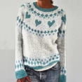 thumbnail image 1 of Isle Sweater Top Loose Pullover Merino Wool Seamless Sweater Fall Winter Clothes Sweaters for Women Long Sleeve Oversized Sweaters Boho Pattern Pullover Soft Warm Cozy Crew Neck White S, 1 of 4