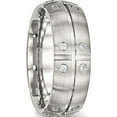 thumbnail image 4 of Stainless Steel Brushed And Grooved With Cz 8mm Half Round Band (Size 12.5) Made In China sr537-12.5, 4 of 5