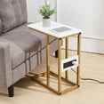 thumbnail image 3 of VECELO Set of 2 C Shaped End Table with Charging Station, Small Side Tables C Couch Table for Living Room, Bedroom, Sofa Table with USB Ports and Outlets for Small Spaces, Gold, 3 of 8
