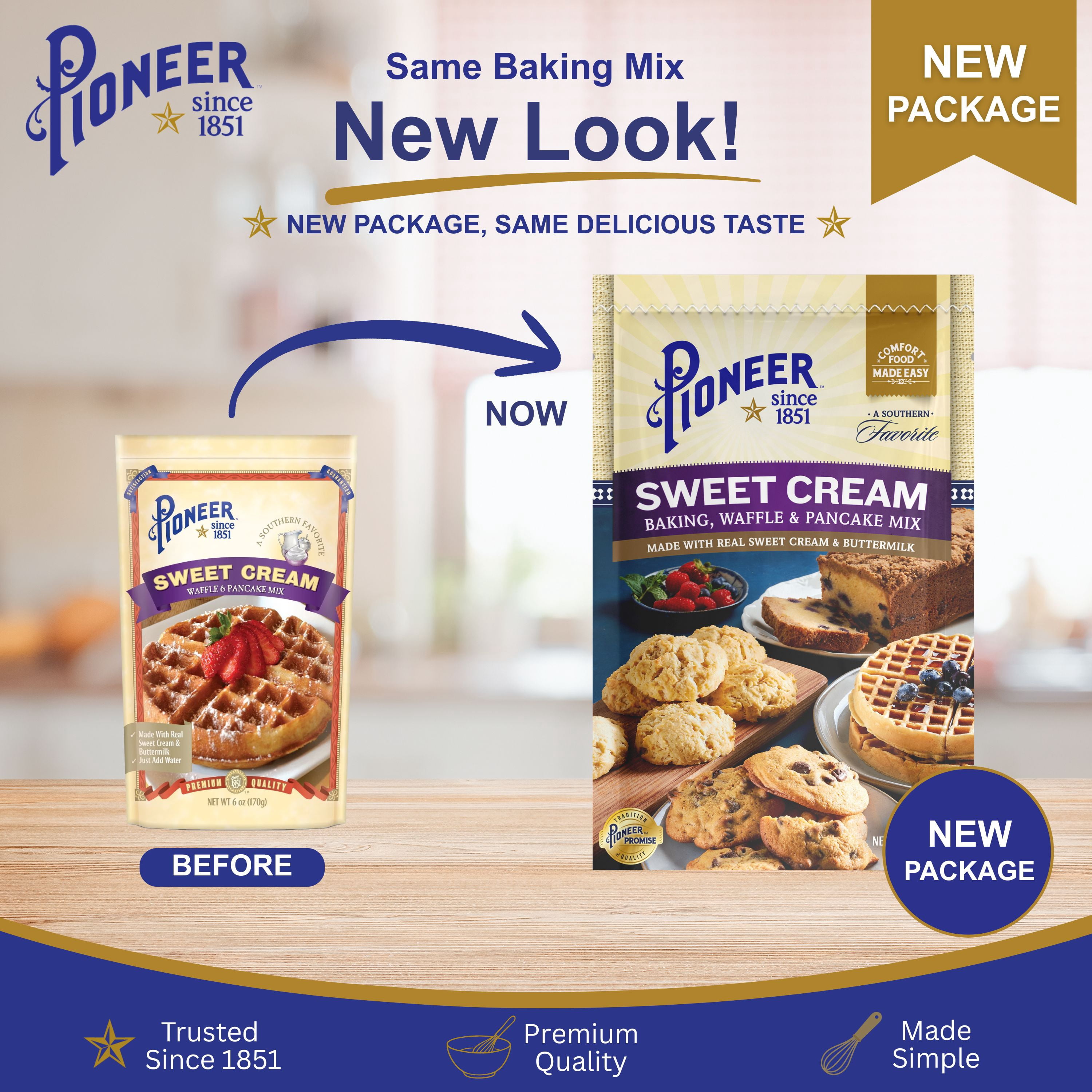 (12 pack) Pioneer Sweet Cream Baking - Waffle & Pancake Mix - 6 oz