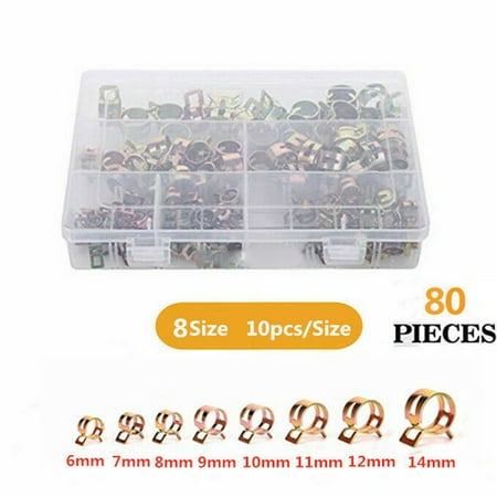 

80Pcs Strong Spring Clip Hose Clamp for Holding Tight On Vacuum/Fuel/Water Hose