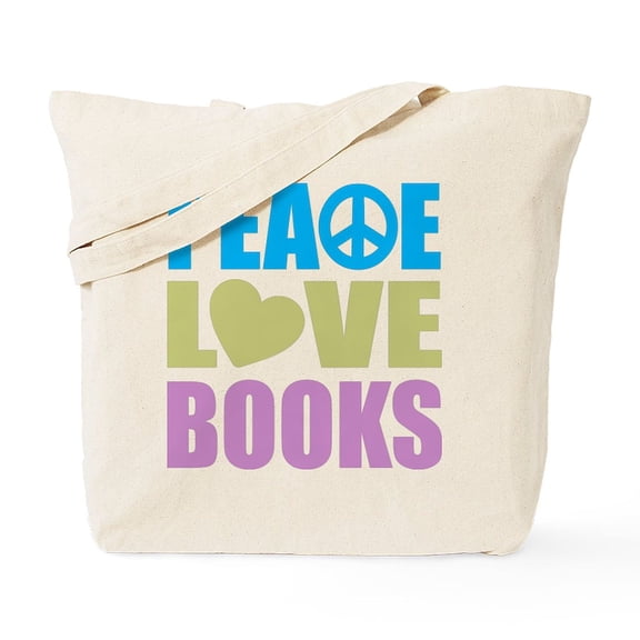 CafePress - Peace Love Books Tote Bag - Unisex Canvas Tote Bag, Beige, 1-Piece