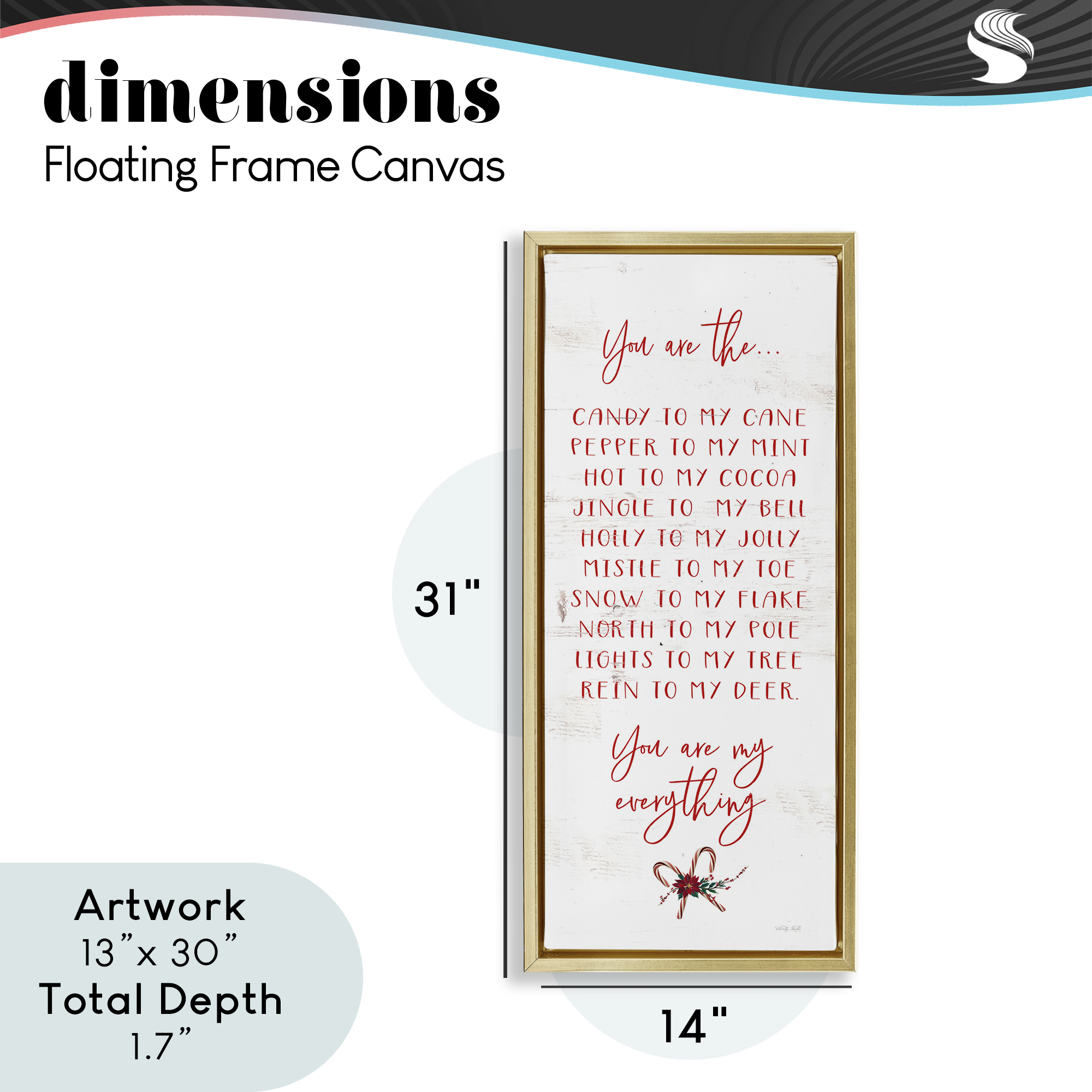 My Everything Holiday Romance Gold Framed Floater Canvas Wall Art, design by Cindy Jacobs