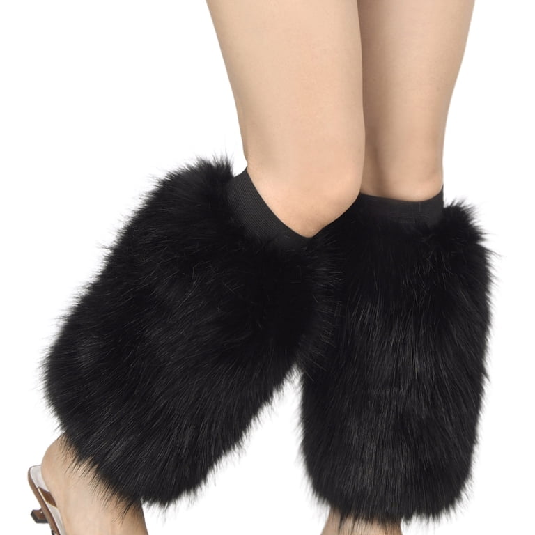 Women Vintage Vibrant Neon Furry Leg Warmers Winter Warm Fuzzy