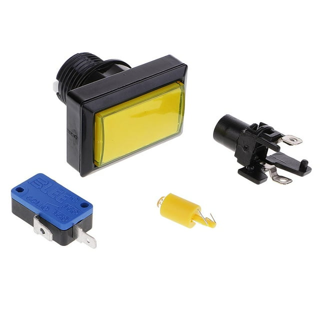 Botón pulsador rectangular para juegos de arcade con LED y microinterruptor-amarillo Zulema Arcade Game Buttons