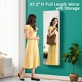 thumbnail image 4 of HNEBC LED Mirror Jewelry Cabinet,47.2" Wall Mounted Jewelry Organizer with Full-Length Mirror, Hanging Jewelry Armoire Storage Cabinet,Folding Dresser,2 Drawers,Lockable, 3 Shelves(White), 4 of 9