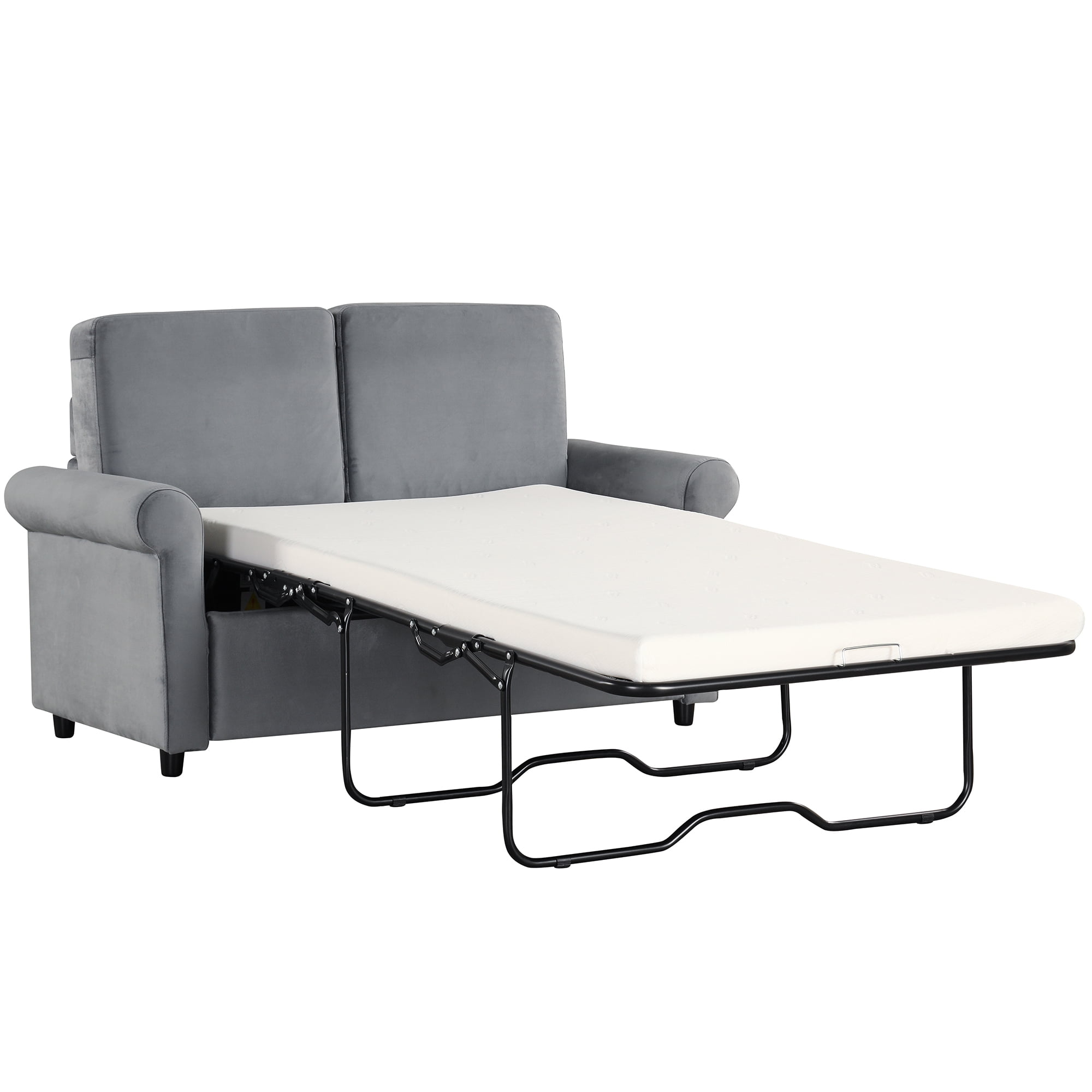 EUROCO 500LBS 57.4" Pull Out Sofa Bed,Twin Sleeper Sofa Couch with Mattress Pad,Large Sofa Sleeper Pullout Couch Bed with 2 USB Ports for Living Room Office