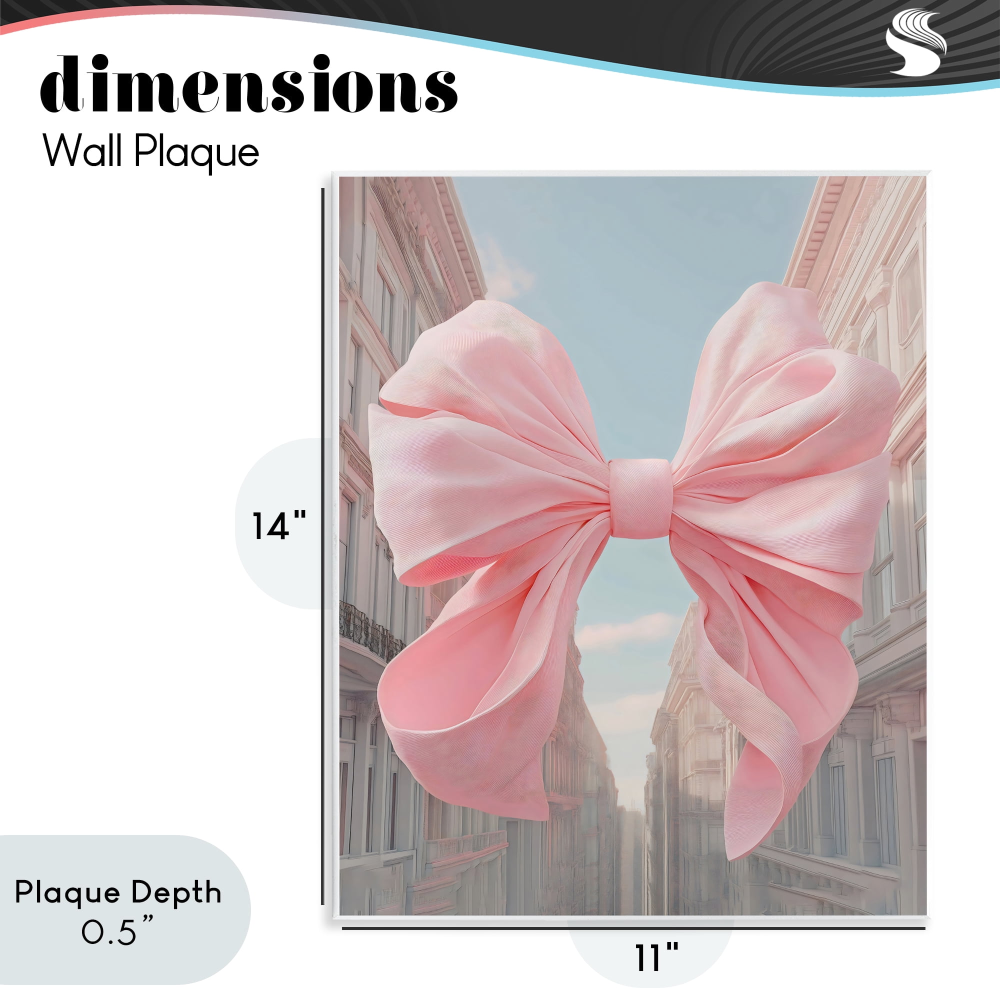 Stupell Industries Pink Bow over City Street Wall Plaque Art, design by The Prints Vibe
