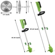 LELINTA Cordless String Trimmer Edger, Foldable Weed Eater, 21V 2.0Ah Battery Electric Grass Trimmer Edger Lawn Tool with 3 Types Blades&Fast Charger, Wheeled Brush Cutter No String Trimmer