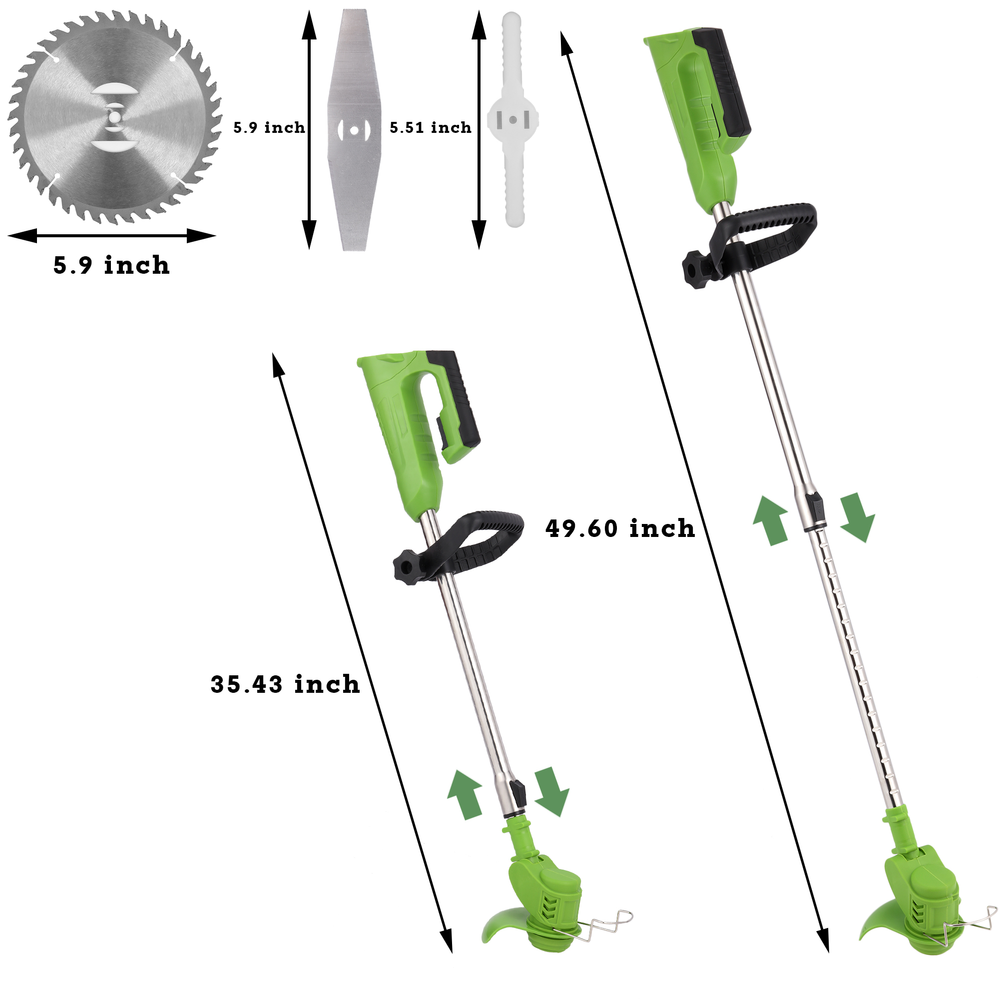 LELINTA 24V Cordless String Trimmer/Edger, Battery Powered Weed Eater Cordless- Electric Weed Wacker Rechargeable Trimmer Edger Lawn Tool,Green 2 Battery & 1 Charger - image 4 of 8
