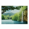 thumbnail image 1 of Waterfall Cutting Board, Croatian Lake Landscape in Forest with Mountain View Background Work of Art, Decorative Tempered Glass Cutting and Serving Board, Small Size, Green and Blue, by Ambesonne, 1 of 1