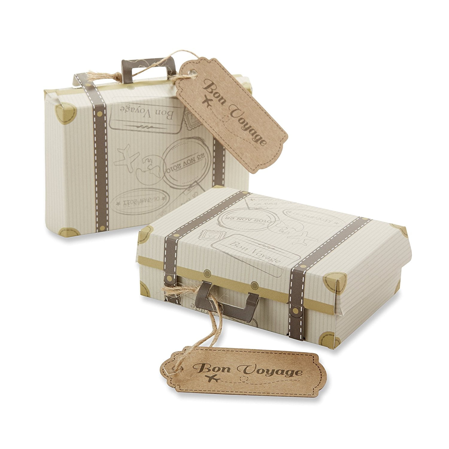 24 Bon Voyage Vintage Suitcase Wedding Party Favor Boxes Travel Reception Unique 