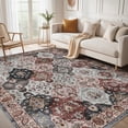 thumbnail image 5 of 6x9 Area Rug Living Room Rugs - Washable Boho Rug Vintage Oriental Distressed Farmhouse Large Thin Indoor Carpet for Living Room Bedroom Under Dining Table Home Office-BlackPink, 5 of 9