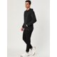 thumbnail image 4 of Sudadera con capucha negra para hombre, manga larga, cordón sólido, con bolsillo mediano, 4 of 6