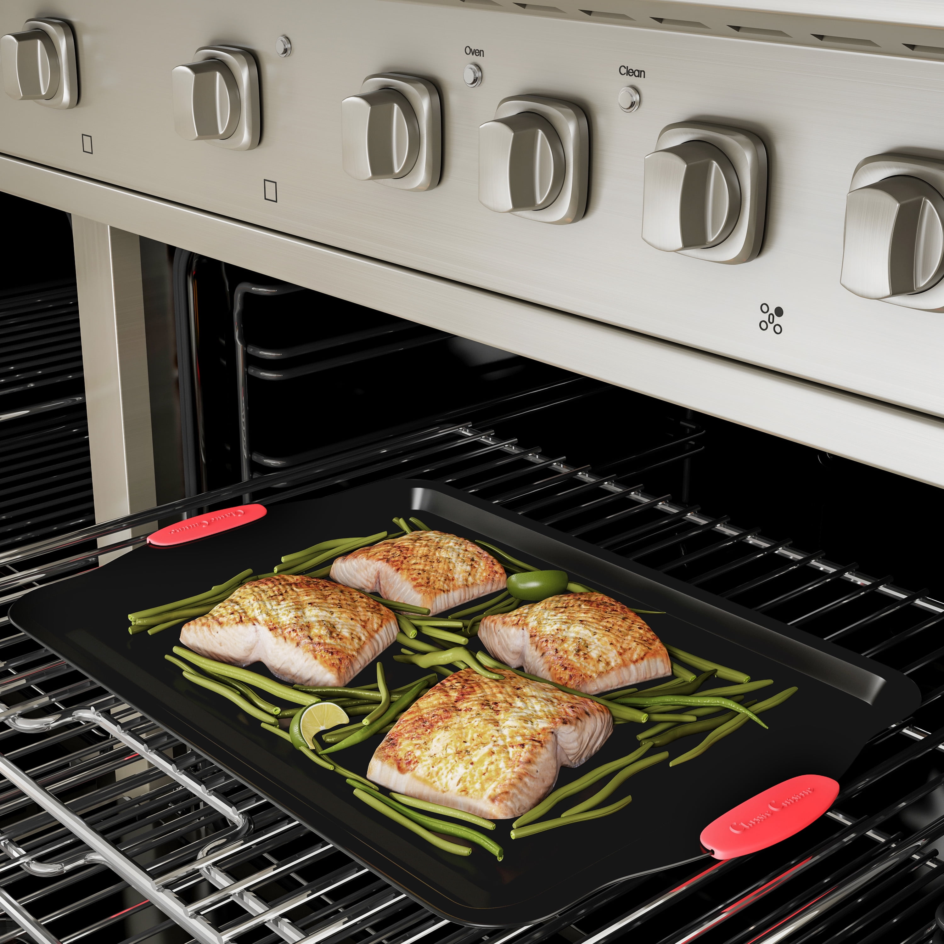 Classic Cuisine 3-Piece Nonstick Baking Pans with Silicone Handles (Black)