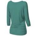 thumbnail image 2 of Thanth Womens Dolman Sleeves V-Neck Solid Shirring Drape Basic Tunic Top, 2 of 4