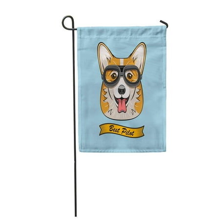 KDAGR Cute Pilot Corgi Dog Face Traveler Retro Aviator Glasses Best Garden Flag Decorative Flag House Banner 12x18