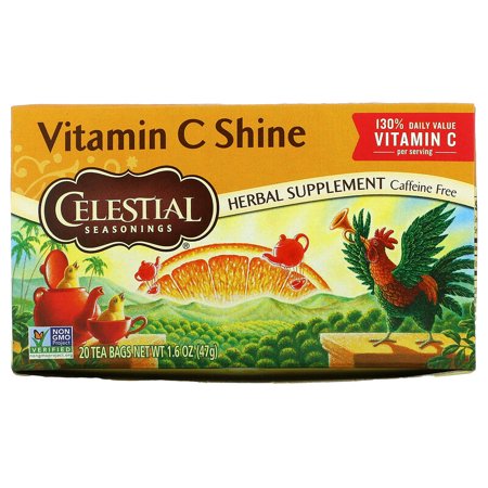 Celestial Seasonings  Herbal Supplement  Vitamin C Shine  Caffeine Free  20 Tea Bags  1.6 oz Pack of 3