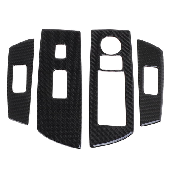 Unique Bargains Window Lift Switch Panel Trim Cover for Mazda CX-9 2016-2023 Front Rear Car Door Window Control Button Sticker Carbon Fiber Black