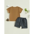 thumbnail image 6 of Toddler Baby Boy Summer Clothes Set 6 12 18 24 Months 2T 3T 4T Tractor Letter Print Short Sleeve T-Shirt Elastic Waist Solid Shorts Outfit Sets, 6 of 9
