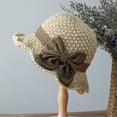 thumbnail image 3 of Beach Bucket Hat for Women Ladies Wide Brim Summer Straw Sun Hat UPF50+ Foldable Travel Cap UV Sun Protection Hat with Ruffled Bow, 3 of 6