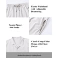 thumbnail image 5 of Men 2 Piece Linen Outfit Suitable for Indoor & Outdoor Beach Button Down Shirt Casual Loose Pant Sets 2XL, 5 of 6