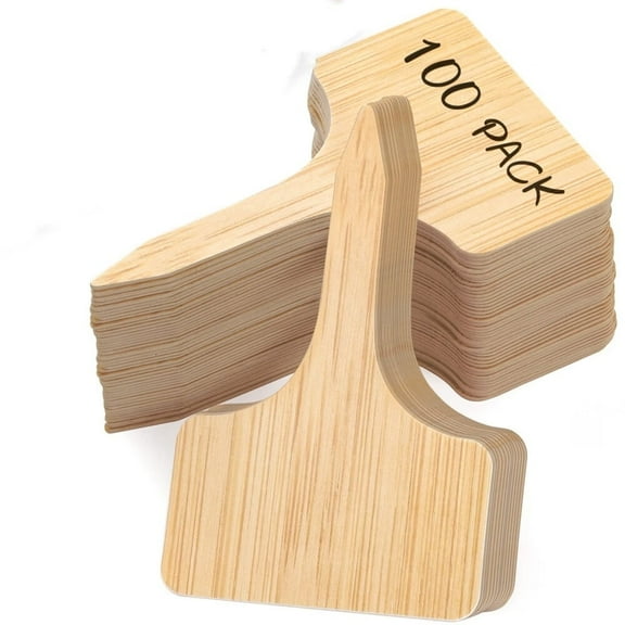 100pcs Plant Labels,Garden Plant Markers,Plastic T-Type Plant Tags,Waterproof Garden Signs for Outdoor Garden Plants Garden Potted Plants (3.9” x 2.4”)(No Maker Pen)