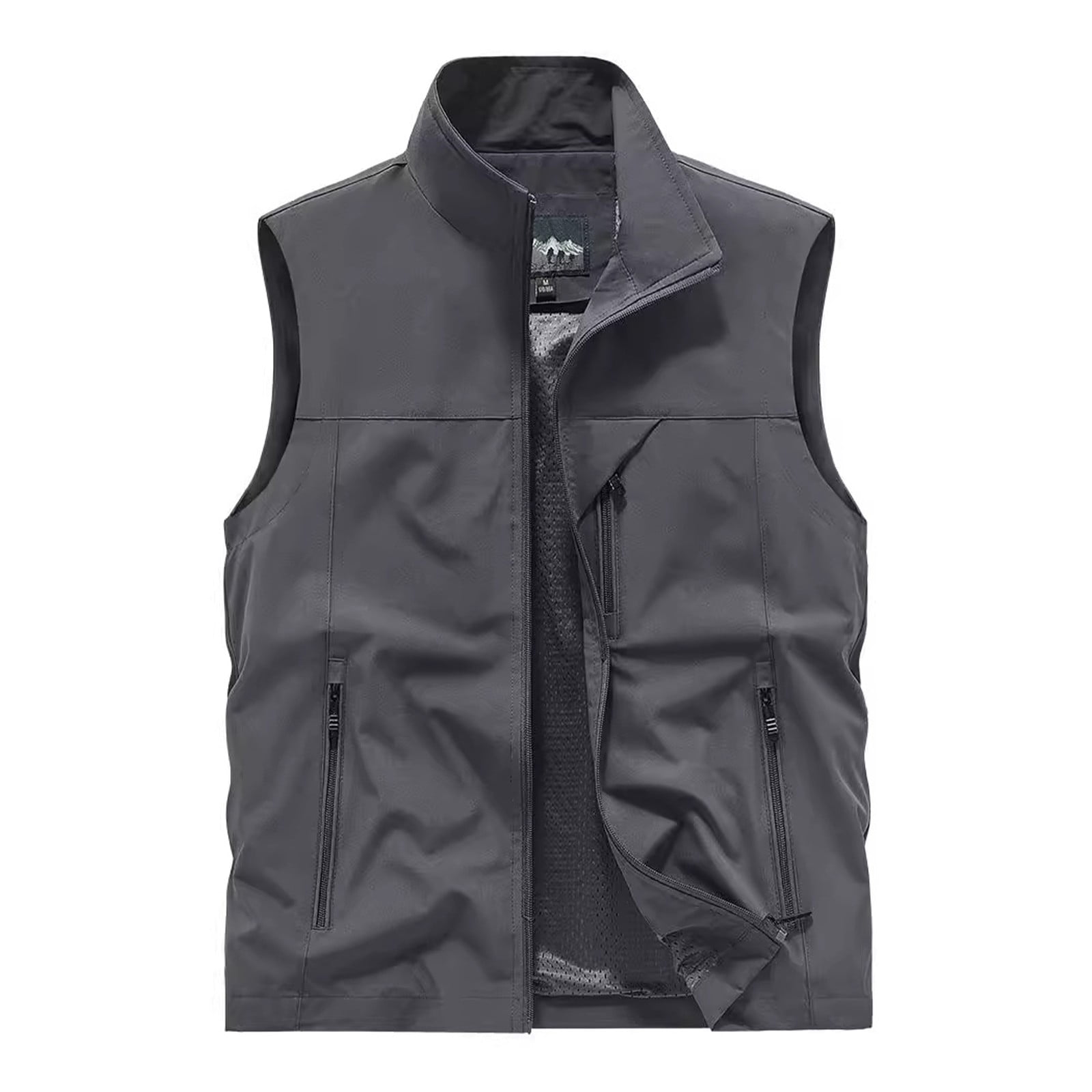Men's Windproof Lightweight Golf Vest Softshell Sleeveless Jacket with Pockets for Running Hiking Sports Spring Fall,Gray,XL