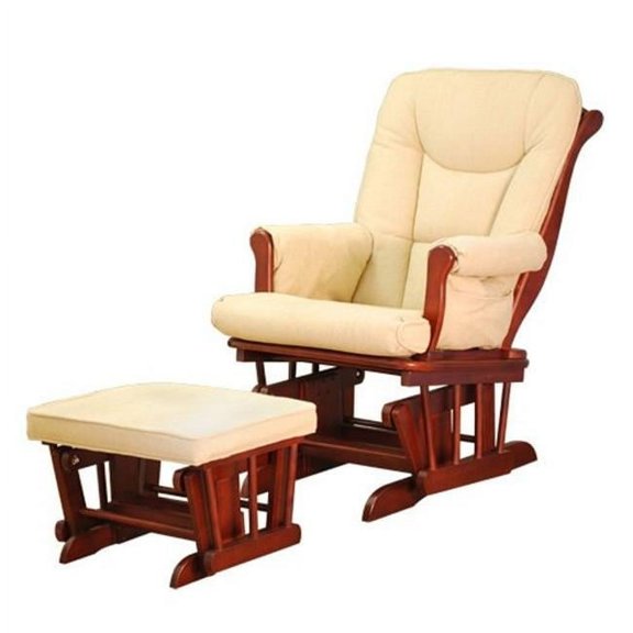 Sleigh Glider Chair with Ottoman, Espresso