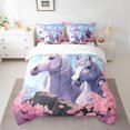 thumbnail image 2 of 7Pcs Horse Comforter Set With Sheets Galloping Horse Comforter King,White Horse Cherry Blossom Comforter Set Bed In A Bag(1 Comforter,1 Flat Sheet 1 Fitted Sheet 2 Pillowcases 2 Throw Pillow Covers), 2 of 4