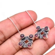 Red Garnet Designer Handmade 925 Silver Plated Earring 1.56" E_9357_226_44, Valentine's Day Gift, Birthday Gift, Beautiful Jewelry For Woman & Girls