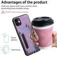 thumbnail image 6 of Phone Case for iPhone 11 6.1 Wallet Cover with Screen Protector and Wrist Strap Lanyard RFID Credit Card Holder Ring Stand Cell Accessories iphone11case iPhone11 i Phone11 11s XI 11R Women Men Purple, 6 of 13